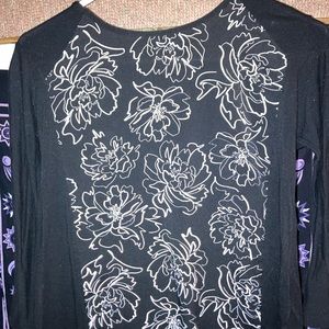 Black, flower long sleeve shirt